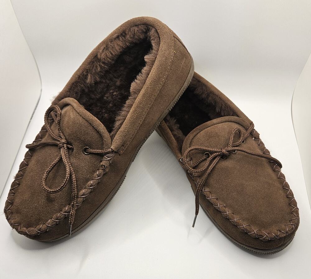 Red Wing Men’s 8 Suede Moccasin Slippers Shearling Lined Heritage Cozy